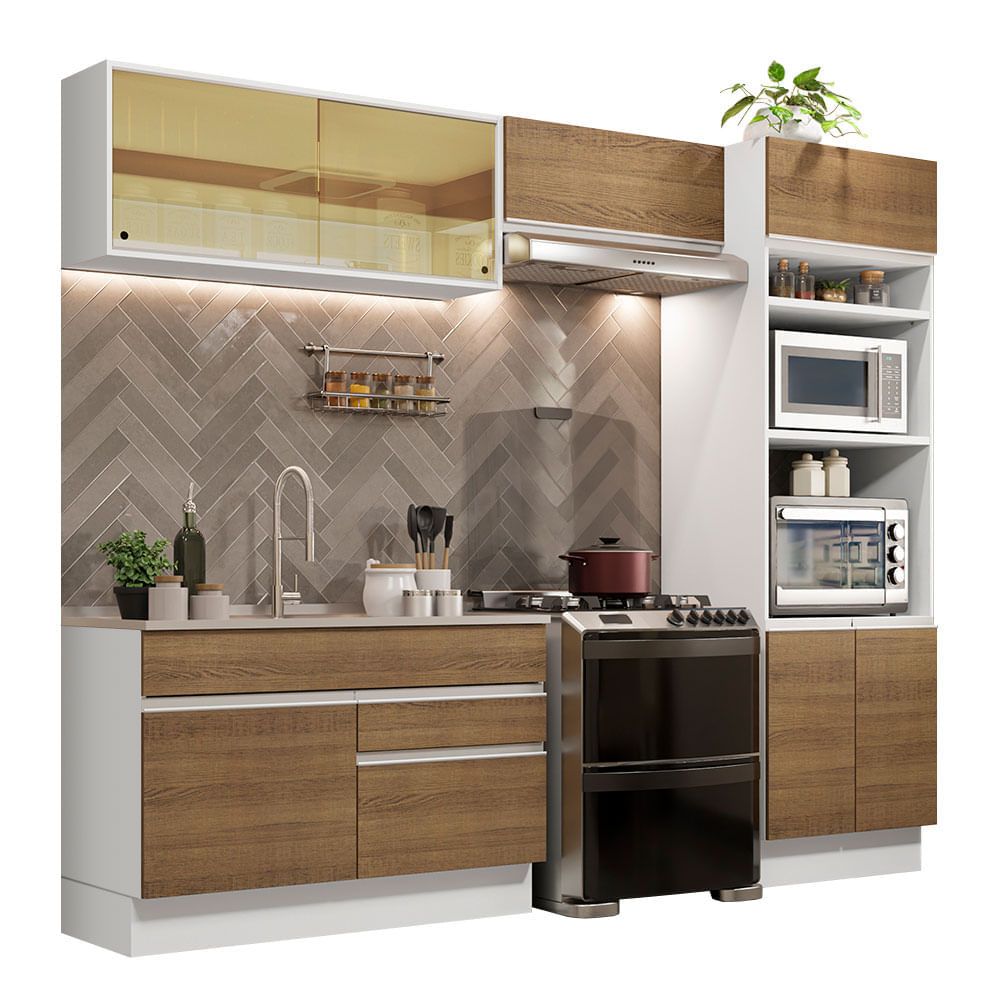 Mueble de Cocina Integral Glamy 270 cm Blanco/Marrón 12