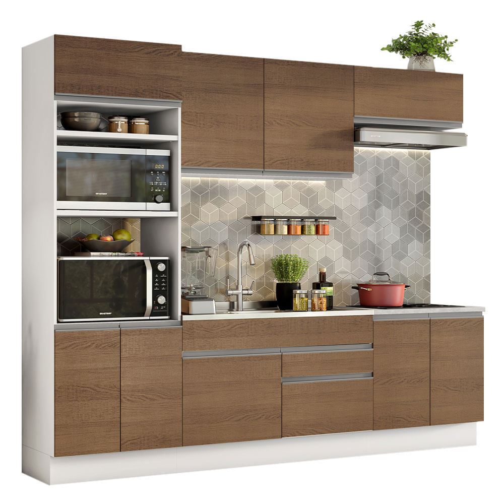 Mueble de Cocina Integral Glamy 270 cm Blanco/Marrón 13 Mueble de Cocina Integral Glamy 270 cm Blanco/Marrón 13