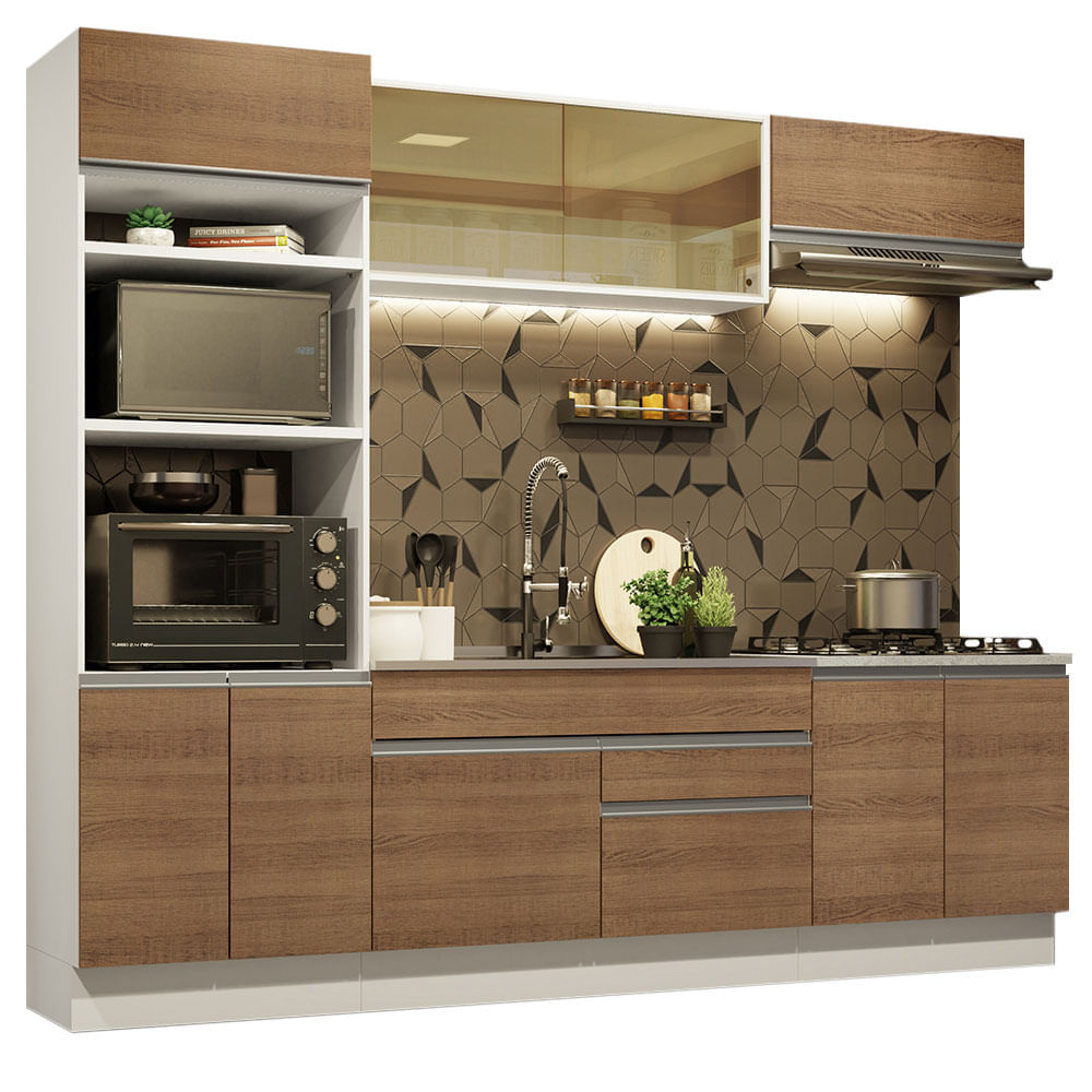 Mueble de Cocina Integral Glamy 270 cm Blanco/Marrón 10 Mueble de Cocina Integral Glamy 270 cm Blanco/Marrón 10