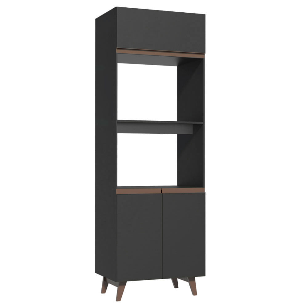 Mueble de Cocina Torre para Hornos 3 Puertas Reims 70 cm Negro Mueble de Cocina Torre para Hornos 3 Puertas Reims 70 cm Negro