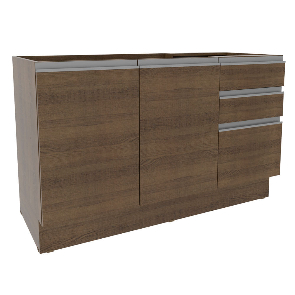 Mueble de Cocina 2 Puertas y 3 Cajones Glamy 120 cm Marrón