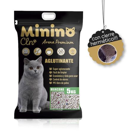Arena Sanitaria para gato MARCA MININO CLEAN Aroma a Manzana de 5 Kg con aza y cierre hermetico Arena PREMIUM para gato aroma Manzana de 5 Kg con asa y cierre hermético Arena Sanitaria para gato MARCA MININO CLEAN Aroma a Manzana de 5 Kg con aza y cierre hermetico Arena PREMIUM para gato aroma Manzana de 5 Kg con asa y cierre hermético