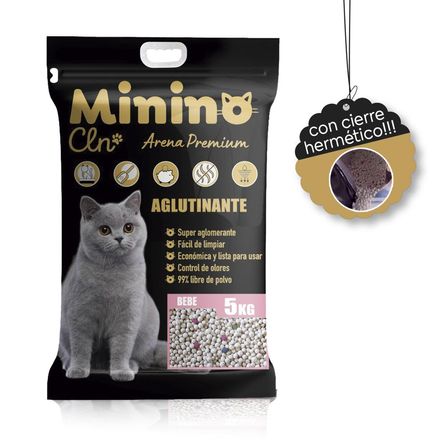 Arena PREMIUM para gato aroma Bebé de 5 Kg con asa y cierre hermético