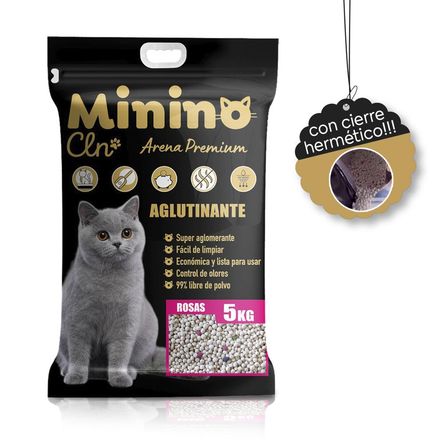 Arena PREMIUM para gato aroma Rosas de 5 Kg con asa y cierre hermético