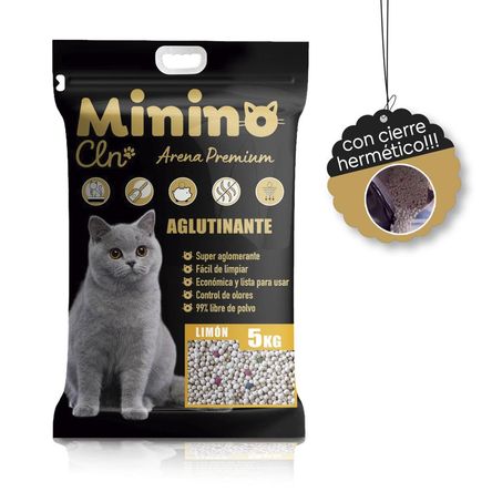 Arena PREMIUM para gato aroma Limón de 5 Kg con asa y cierre hermético