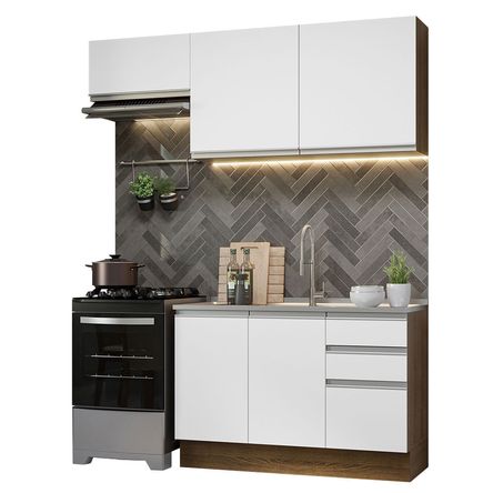 Mueble de Cocina Integral Glamy 180 cm Marrón/Blanco 09