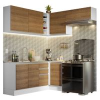 Mueble de Cocina Integral Esquinero Glamy 349 cm Blanco/Marrón 07