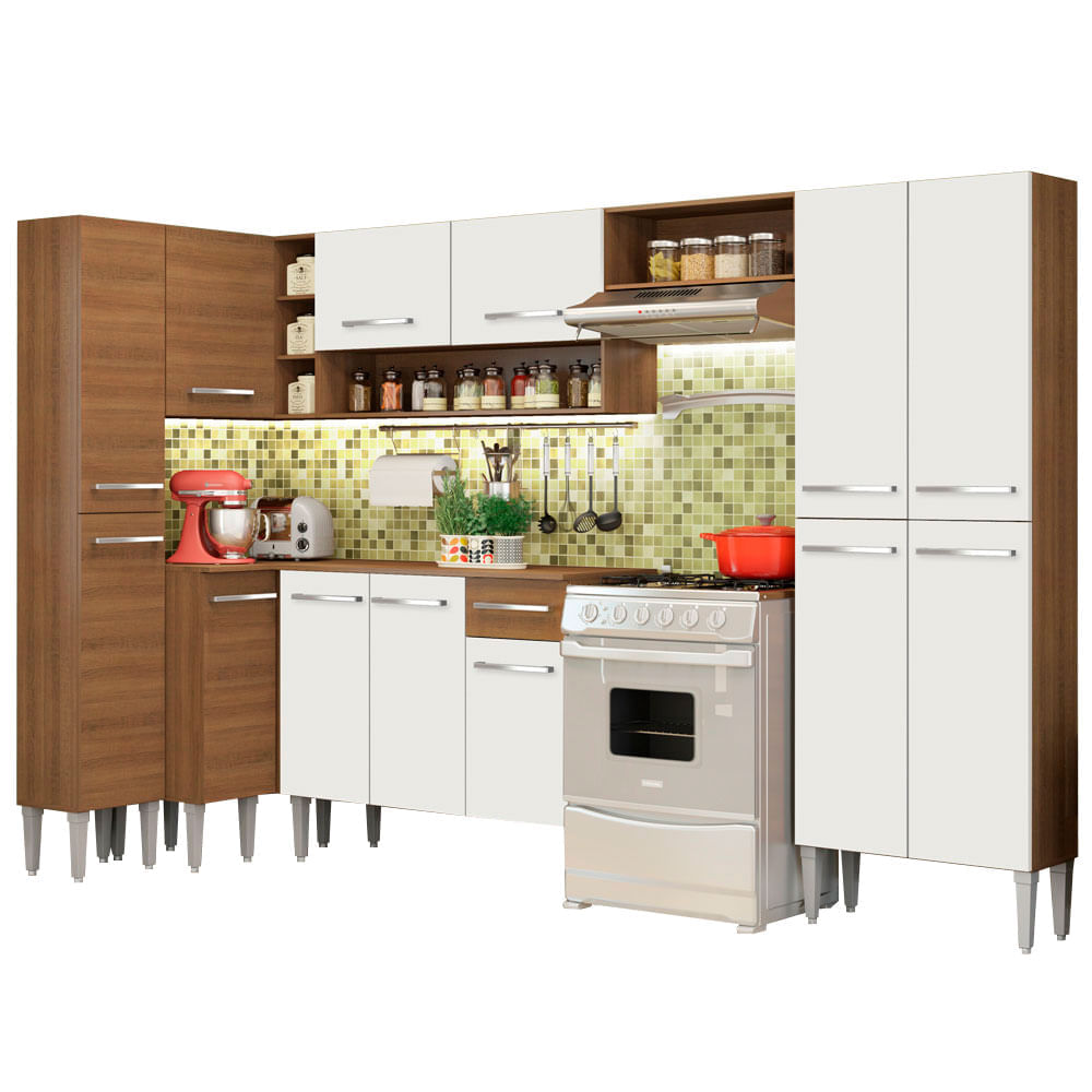 Mueble de Cocina Integral Emilly Love 385 cm Marrón/Blanco 01