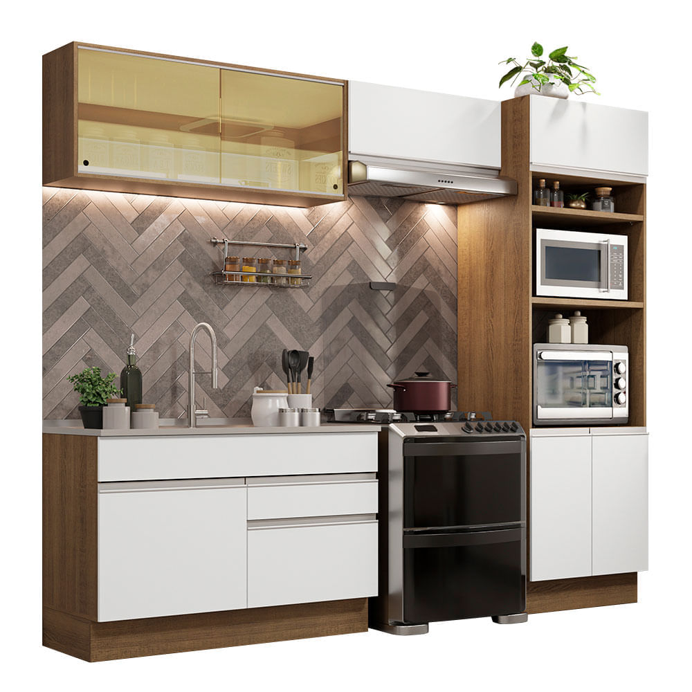 Mueble de Cocina Integral Glamy 270 cm Marrón/Blanco 12