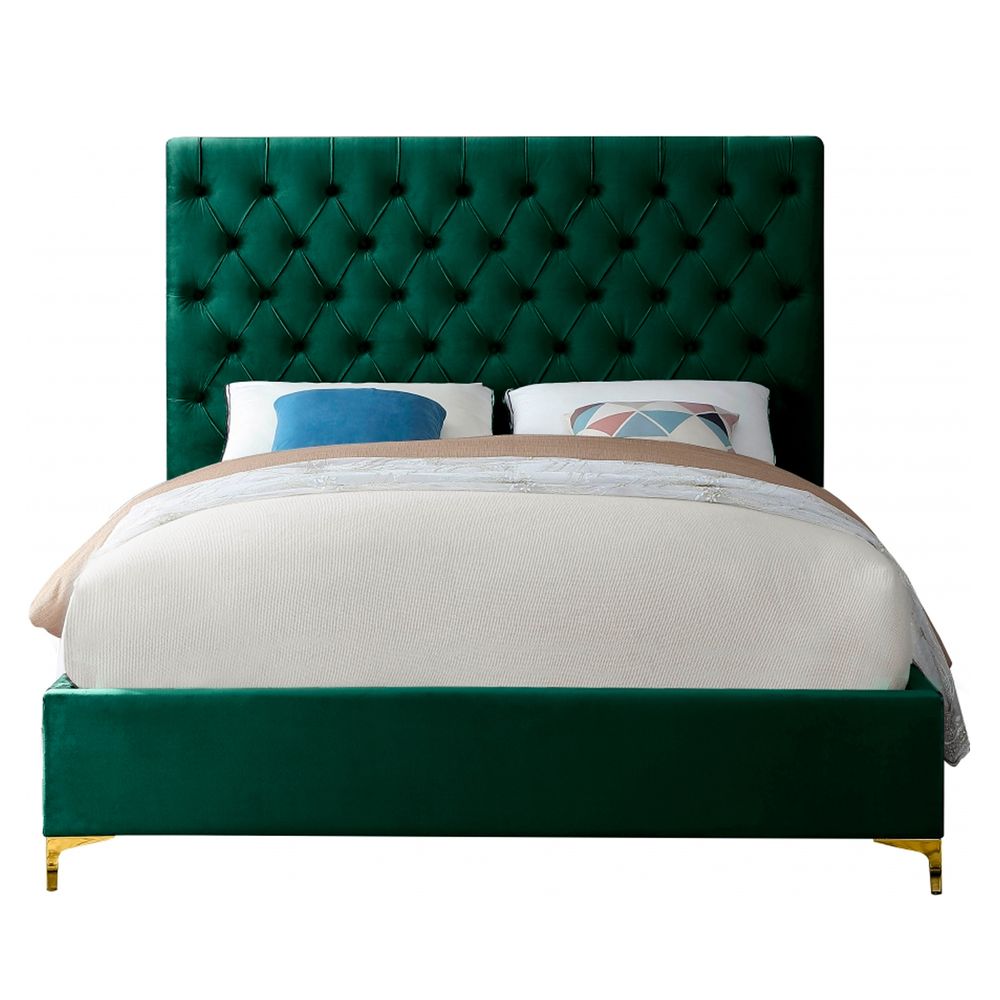 Cama Tapizada Capitoné LeMueble Adda Verde 2 Plazas Cama Tapizada Capitoné LeMueble Adda Verde 2 Plazas