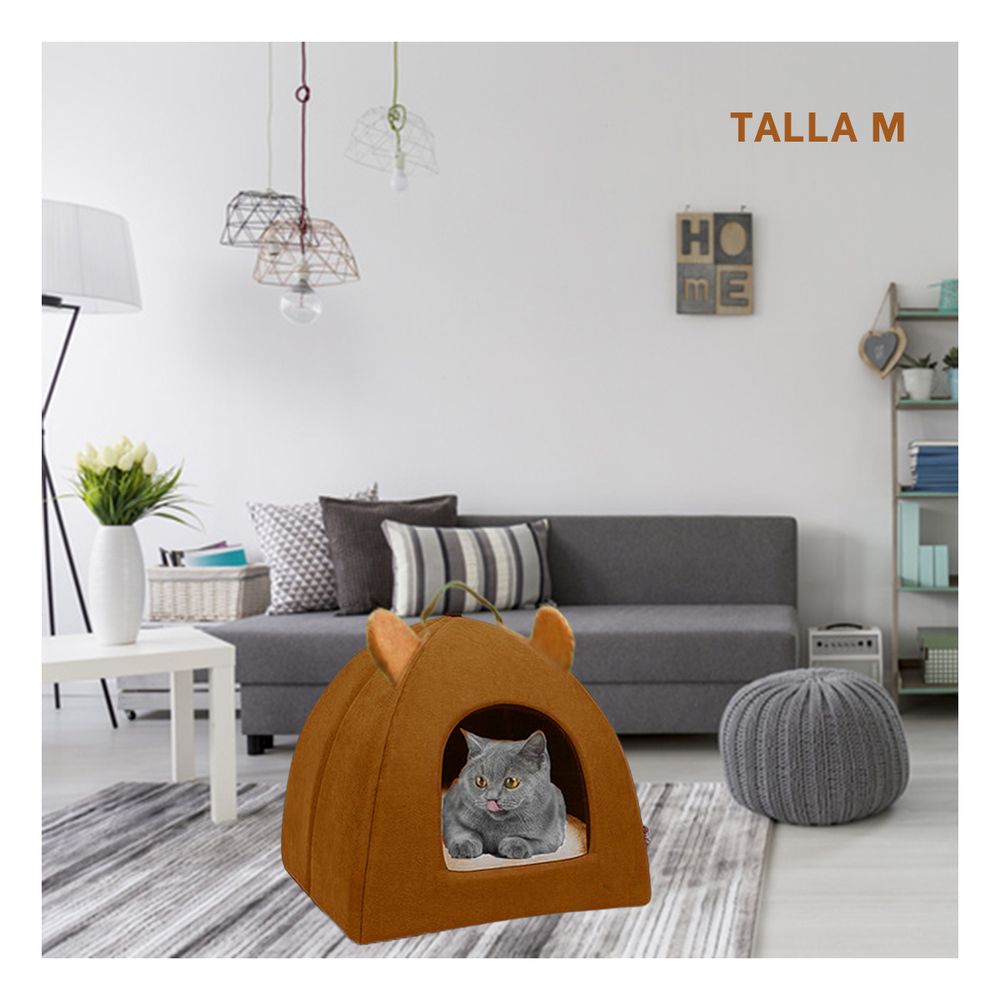 Cama Cerrada Suave de Talla M en Tono Marron Y+Stickers Cama Cerrada Suave de Talla M en Tono Marron Y+Stickers