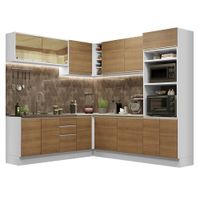 Mueble de Cocina Integral Esquinero Glamy 459 cm Blanco/Marrón 01