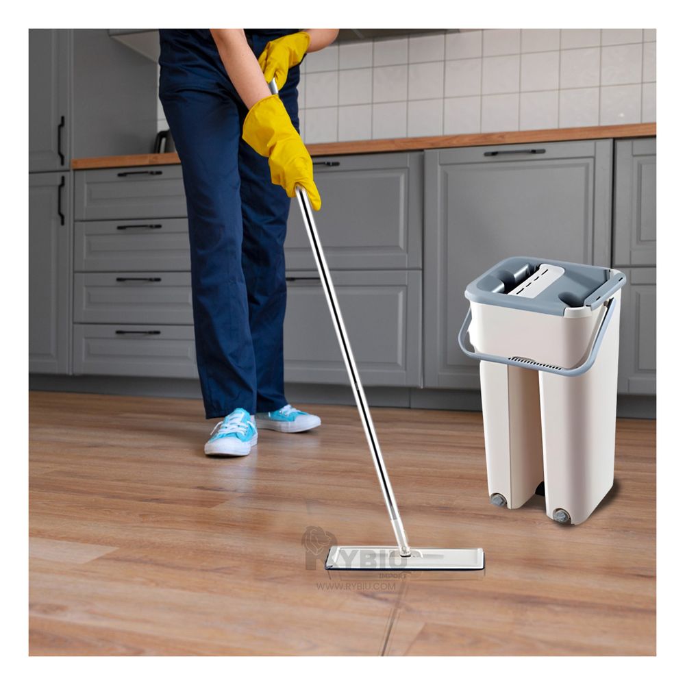 Trapeador Moderno con Balde en Gris Y+Papel de Regalo Trapeador Moderno con Balde en Gris Y+Papel de Regalo