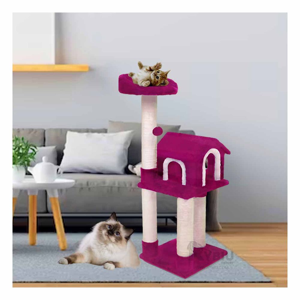 Gimnasio de 3 Pisos para Cats Color Fucsia Y+Papel de Regalo Gimnasio de 3 Pisos para Cats Color Fucsia Y+Papel de Regalo