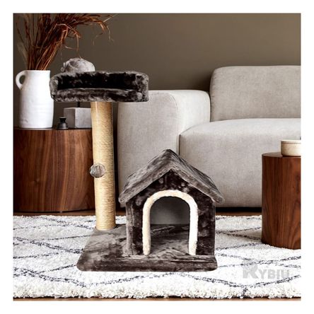 Casa Gym Felino de Doble Piso Tono Gris Y+Papel de Regalo