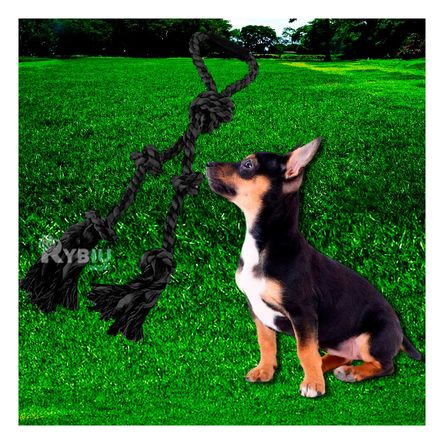 Soga con Varios Nudos y Resistente Canina Negro Soga con Varios Nudos y Resistente Canina Negro