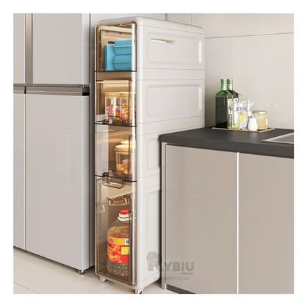 Armario Organizador de 4 Niveles con Puertas de Blanco Armario Organizador de 4 Niveles con Puertas de Blanco