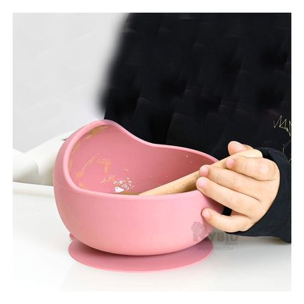 Plato Cuenco de Silicona y Cuchara para Bebe en Rosado Plato Cuenco de Silicona y Cuchara para Bebe en Rosado