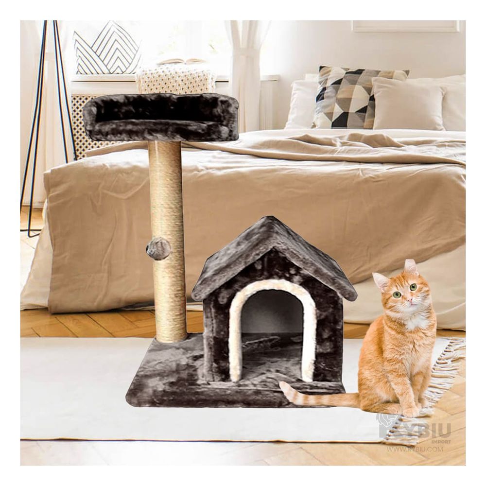 Casa Gimnasta para Gatos de 2 Pisos Tonalidad Gris Casa Gimnasta para Gatos de 2 Pisos Tonalidad Gris