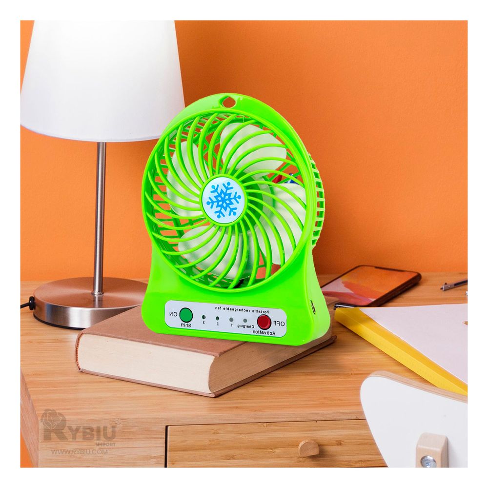 Mini Ventilador con Estilo Moderno y Fresco Verde Y+Stickers Mini Ventilador con Estilo Moderno y Fresco Verde Y+Stickers