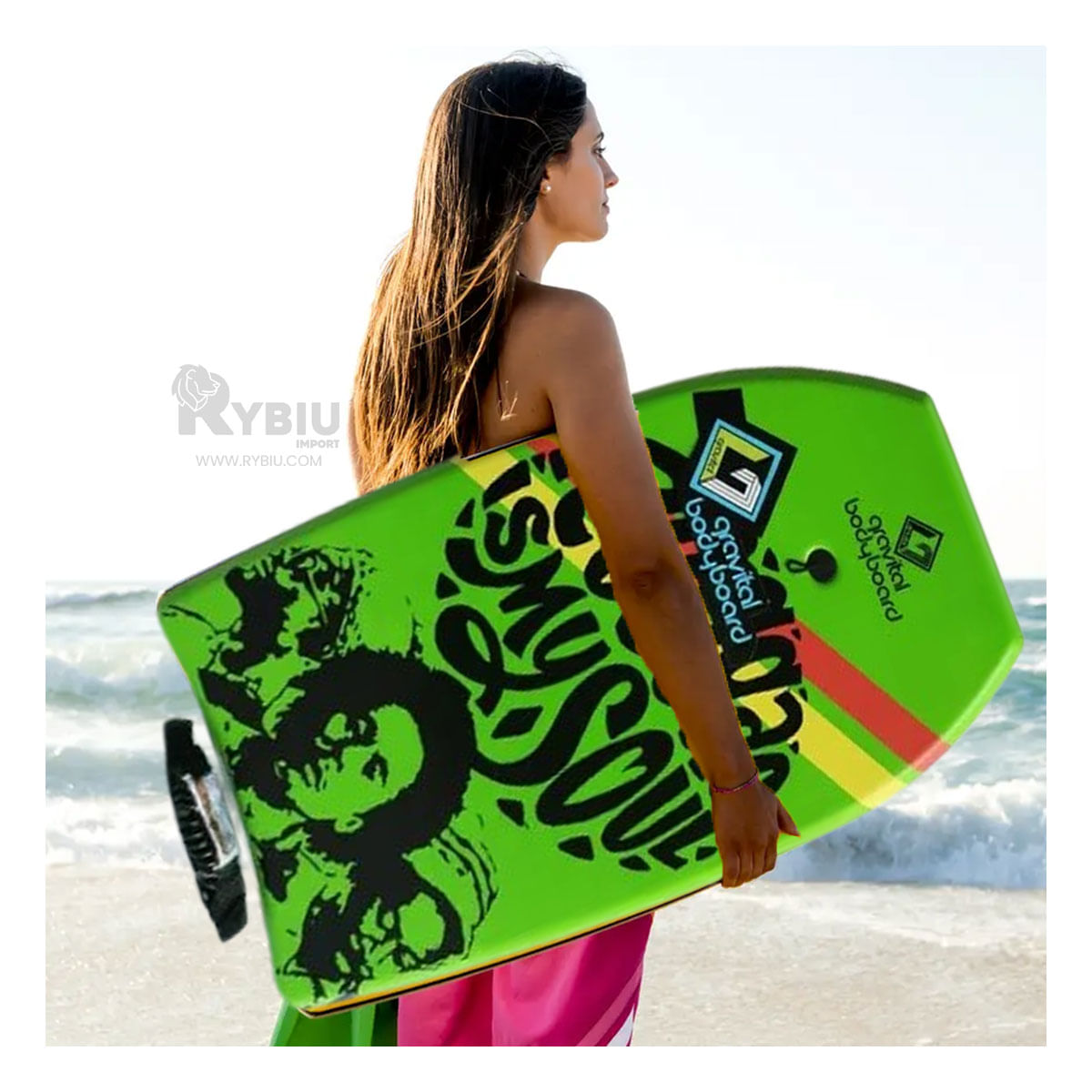 Body Board Practico con Diseño Verde Limon Y+Regalo Stickers