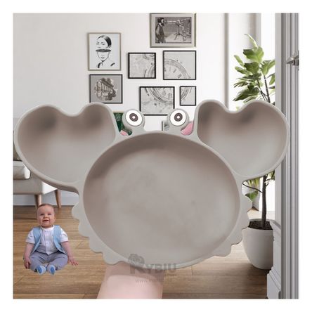 Plato de Mesa Hipoalergenico Niño en Plomo Y+Stickers Plato de Mesa Hipoalergenico Niño en Plomo Y+Stickers