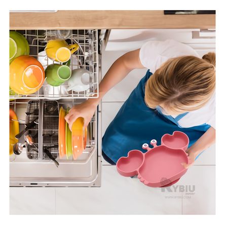 Plato Silicona Cangrejo para Bebe en Color Rosado Oscuro Plato Silicona Cangrejo para Bebe en Color Rosado Oscuro