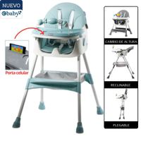 Silla de Comer Dali Verde con Asiento Reclinable Ebaby mas Platito Gratis