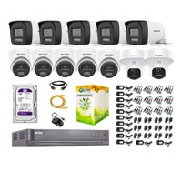 Kit 12 Cámaras de Seguridad 2MP 2 Domo PTZ  Audio Bidireccional Luz Sirena 1TB