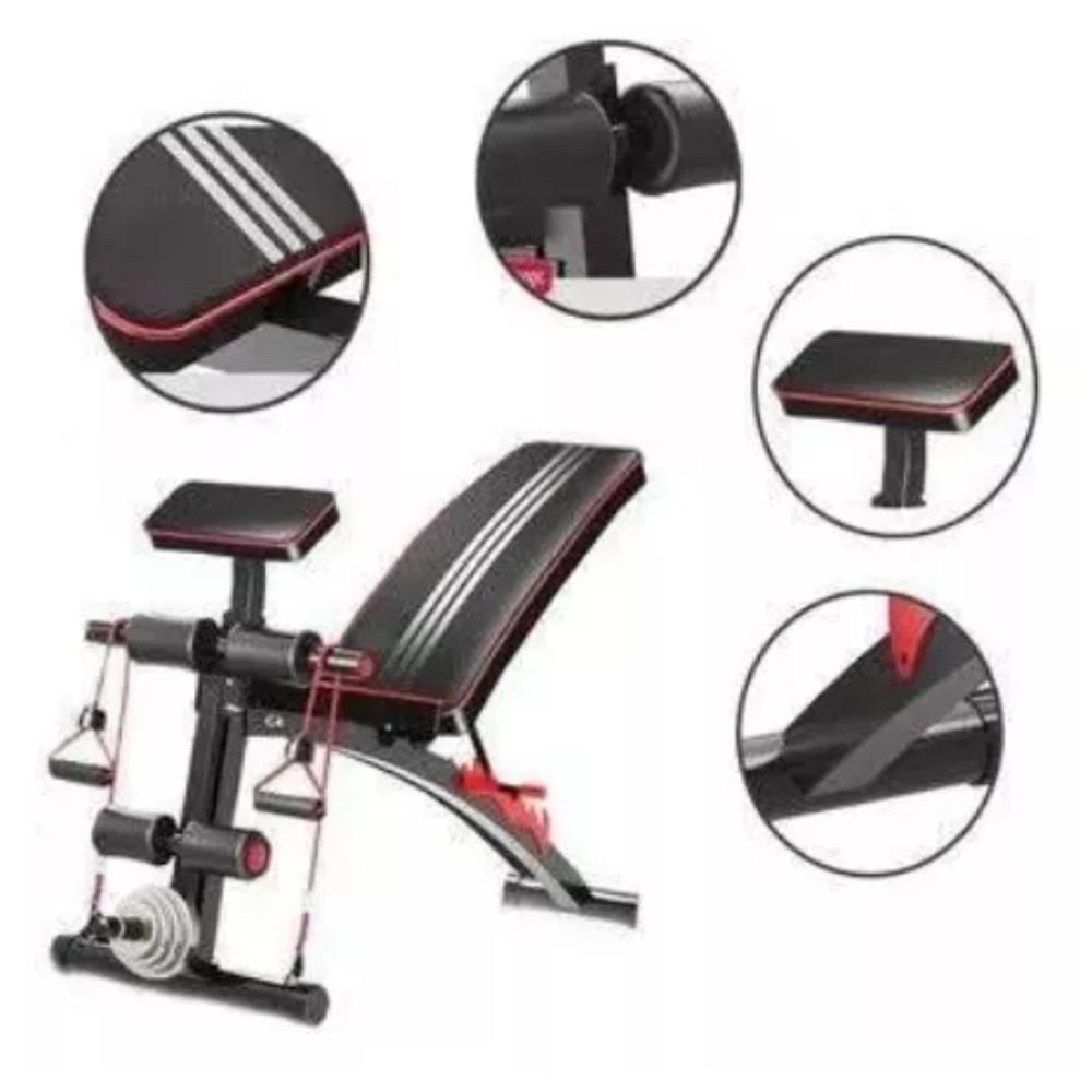 Banca Multifuncional  con ligas y porta discos Sport Fitness W200