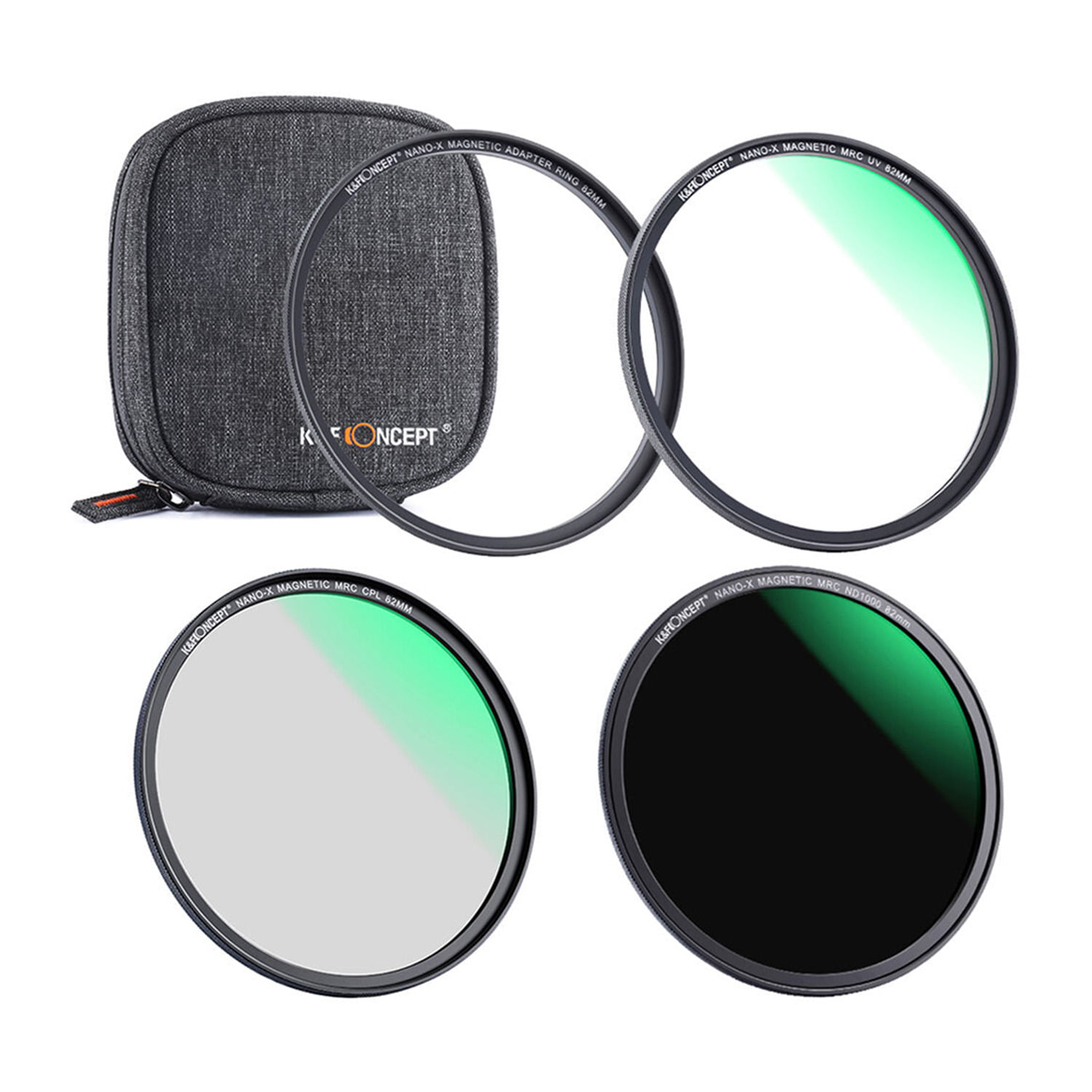 Kit filtros magnéticos UV, polarizado, ND1000 + CASE - K&F Concept - 77mm