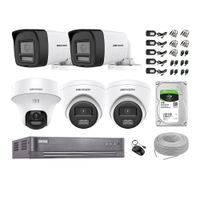 Kit 5 Cámaras de Seguridad 2MP 1 Domo PTZ  Audio Bidireccional Luz Sirena 1TB
