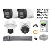 Kit 4 Cámaras de Seguridad 2MP 1 Domo PTZ  Audio Bidireccional Luz Sirena 1TB