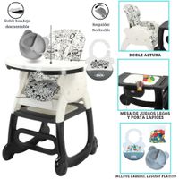 Silla de Comer para Bebé Carpeta Panda Negro 4 en 1
