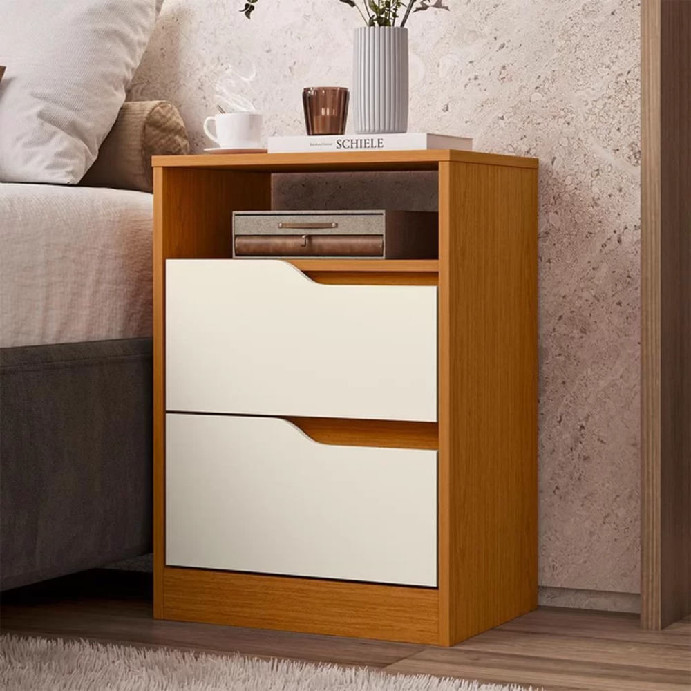 Velador Moderno Showtaro Blanco y Marrón R&R MUEBLES