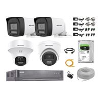 Kit 4 Cámaras de Seguridad 2MP 1 Domo PTZ  Audio Bidireccional Luz Sirena 2TB