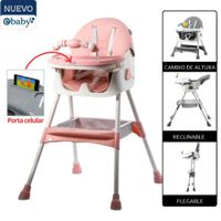 Silla de Comer Dali Rosa con Asiento Reclinable Ebaby mas Platito Gratis