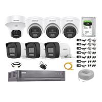 Kit 7 Cámaras de Seguridad 2MP 1 Domo PTZ  Audio Bidireccional Luz Sirena 2TB
