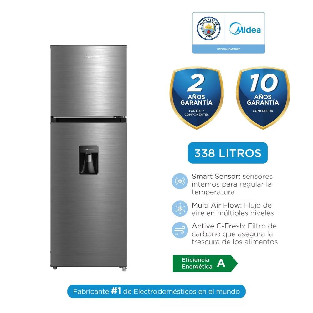 Refrigeradora de 339 Lts No Frost con Dispensador de Agua Midea MDRT489MTR46PEW Inox