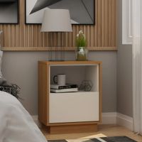 Velador Moderno Kengo Blanco y Marrón R&R MUEBLES