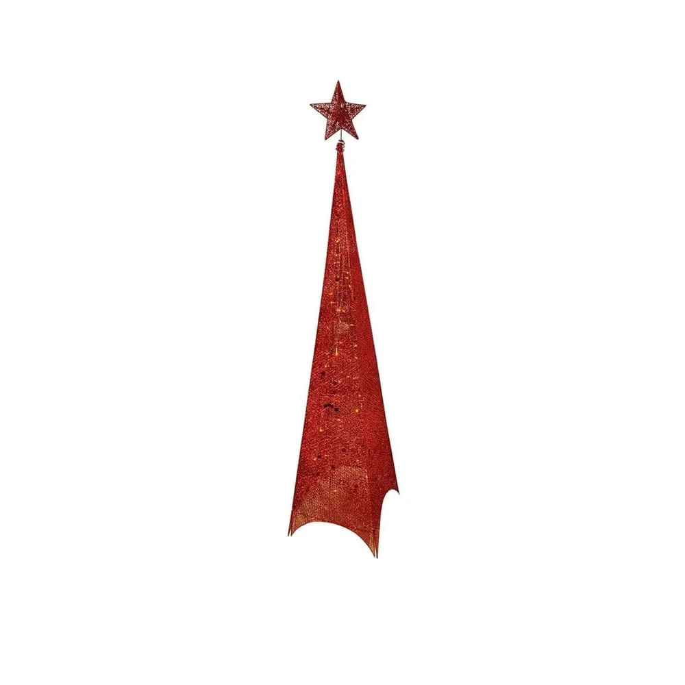 Árbol Triangular Escarchado Rojo de 180 cm