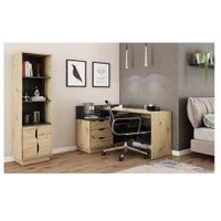 Escritorio Clásico en L TU MESITA Romeus color Duna/Negro 3 cajones