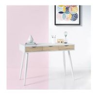 Escritorio Vintage TU MESITA Marty color Blanco/Duna 3 cajones