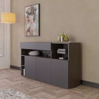 APARADOR VAJILLERO MODERNO LUCILA WENGUE/NEGRO 1 CAJÓN 3 PUERTAS RYR MUEBLES