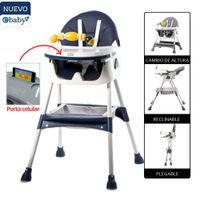 Silla de Comer Dali Azul con Asiento Reclinable Ebaby mas Platito Gratis