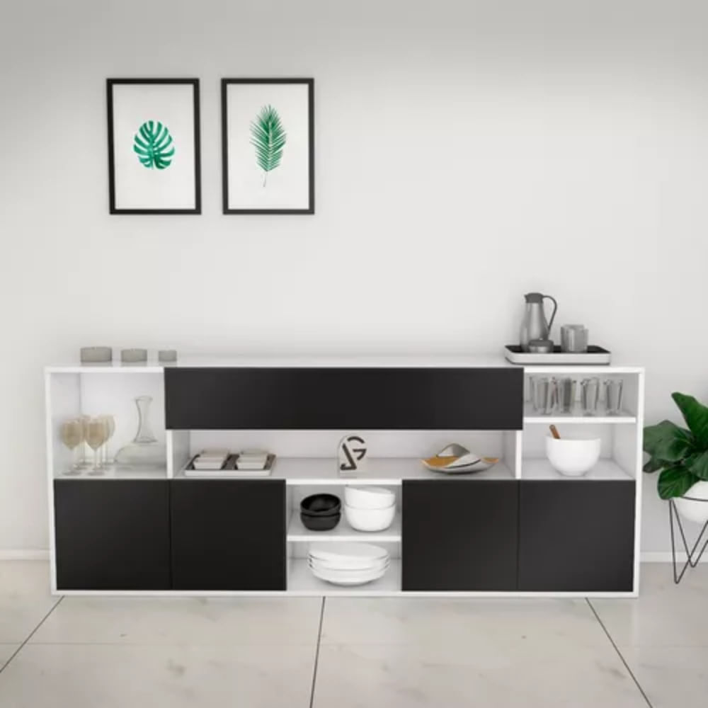 APARADOR VAJILLERO MODERNO SANDI BLANCO/NEGRO RYR MUEBLES