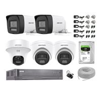 Kit 5 Cámaras de Seguridad 2MP 1 Domo PTZ  Audio Bidireccional Luz Sirena 2TB