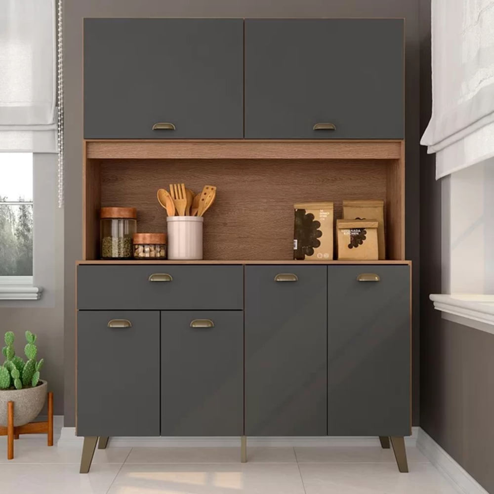 Mueble de Cocina Nodoka Marrón y Gris 6 Puertas R&R MUEBLES