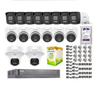 Kit 16 Cámaras de Seguridad 2MP 2 Domo PTZ  Audio Bidireccional Luz Sirena 1TB
