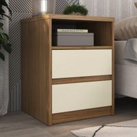 Velador Moderno Minase Blanco y Marrón R&R MUEBLES